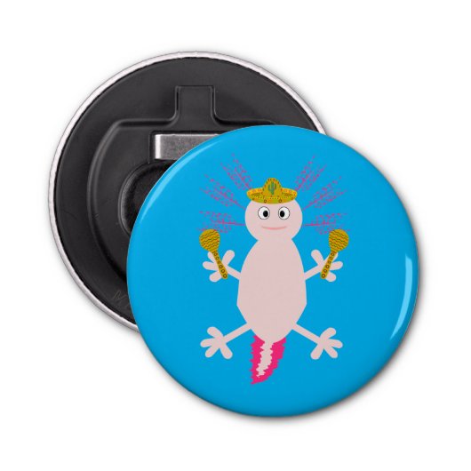 Dag van de dode Mexicaanse Axolotl Button Flesopener (Voorkant)