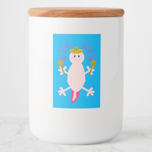 Dag van de dode Mexicaanse Axolotl Voedselcontainer Etiket (Voorkant)