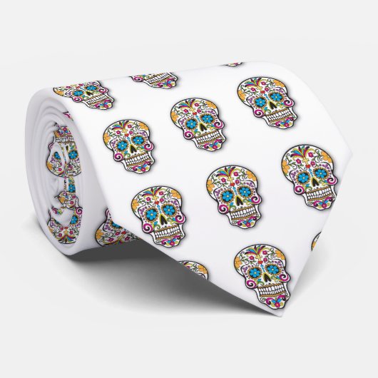 Dag van de dode Mexicaanse Calavera Sugar Skull Stropdas (Opgerold)