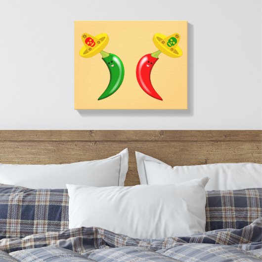 Dag van de Dode Mexicaanse Chilis Canvas Afdruk (Insitu (Slaapkamer))