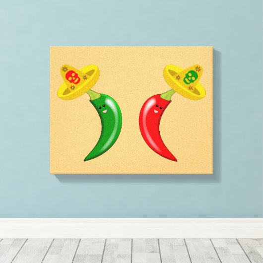 Dag van de Dode Mexicaanse Chilis Canvas Afdruk (Insitu (Houten vloer))