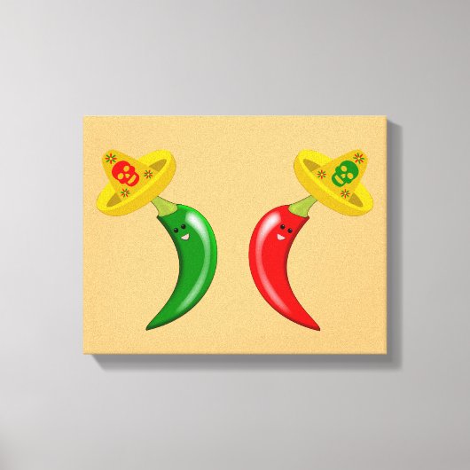 Dag van de Dode Mexicaanse Chilis Canvas Afdruk (Voorkant)