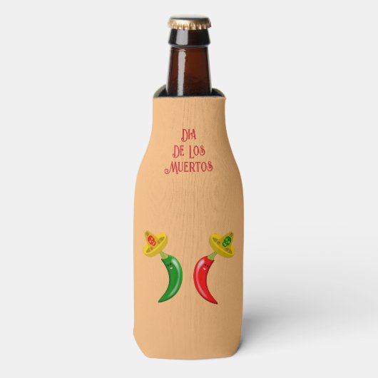 Dag van de Dode Mexicaanse Chilis Custom Flesjeskoeler (Fles Voorkant)