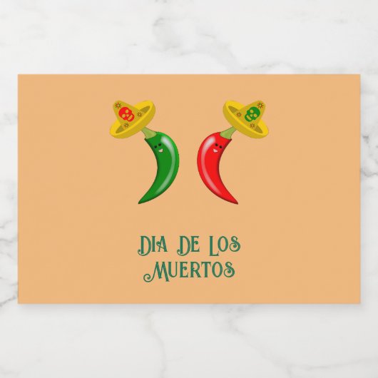 Dag van de Dode Mexicaanse Chilis Custom Likeurfles Etiket (Enkel label)