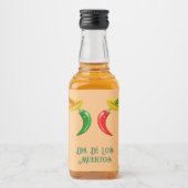 Dag van de Dode Mexicaanse Chilis Custom Likeurfles Etiket (Voorkant)