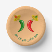Dag van de Dode Mexicaanse Chilis Custom Papieren Kommen (Voorkant)