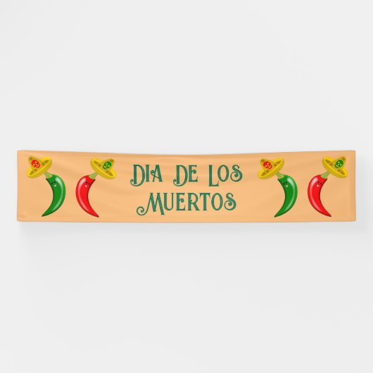 Dag van de Dode Mexicaanse Chilis Custom Spandoek (Horizontaal)