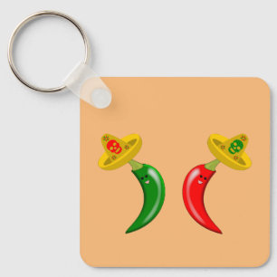 Dag van de Dode Mexicaanse Chilis Custom Tweezijdi Sleutelhanger