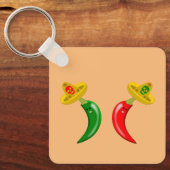 Dag van de Dode Mexicaanse Chilis Custom Tweezijdi Sleutelhanger (Voorkant)