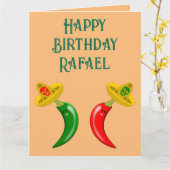 Dag van de Dode Mexicaanse Chilis Custom Verjaarda Kaart (Gele Bloem)