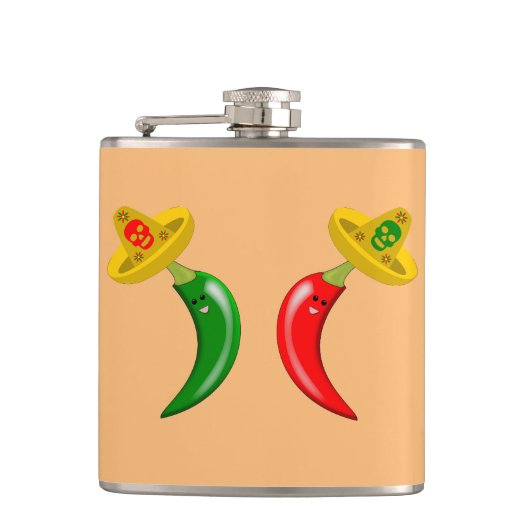 Dag van de Dode Mexicaanse Chilis Heupfles (Voorkant)