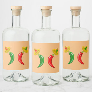 Dag van de Dode Mexicaanse Chilis Likeurfles Etiket