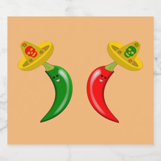 Dag van de Dode Mexicaanse Chilis Likeurfles Etiket (Enkel label)