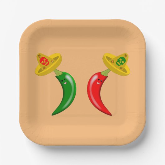 Dag van de Dode Mexicaanse Chilis Papieren Bordje (Voorkant)