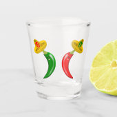 Dag van de Dode Mexicaanse Chilis Shot Glas (Voorkant)