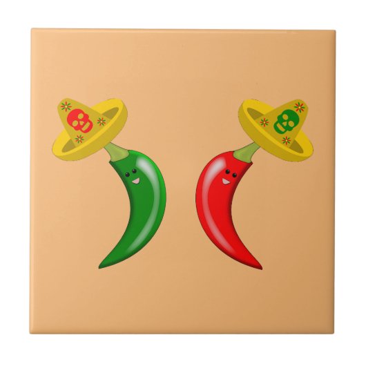 Dag van de Dode Mexicaanse Chilis Tegeltje (Voorkant)
