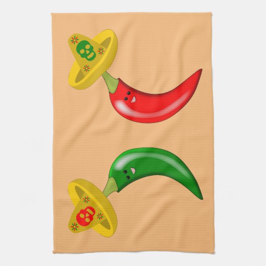 Dag van de Dode Mexicaanse Chilis Theedoek (Verticaal)