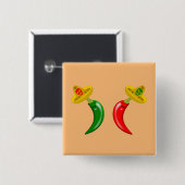 Dag van de Dode Mexicaanse Chilis Vierkante Button 5,1 Cm (Voorkant /achterkant)