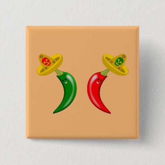Dag van de Dode Mexicaanse Chilis Vierkante Button 5,1 Cm (Voorkant)