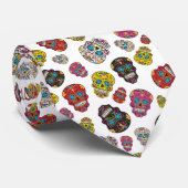 Dag van de dode Mexicaanse polaire dot Sugar Skull Stropdas (Opgerold)