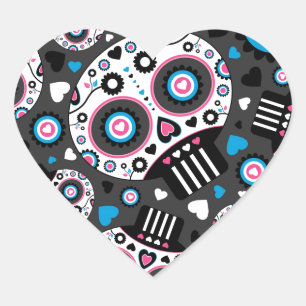 Dag van de Dode Mexicaanse Schedel Patroon Hart Sticker