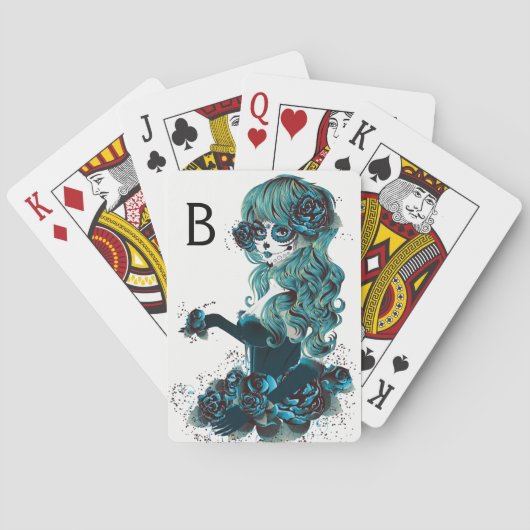 Dag van de Dode Mexicaanse Suiker Schedel Meisje C Pokerkaarten (Achterkant)