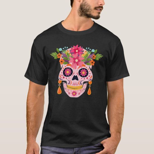 Dag van de dode Mexicaanse suikerrietschedel Ha T-shirt (Voorkant)