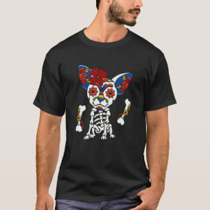Dag van de dode Mexicaanse suikerschedel Chihuahua T-shirt