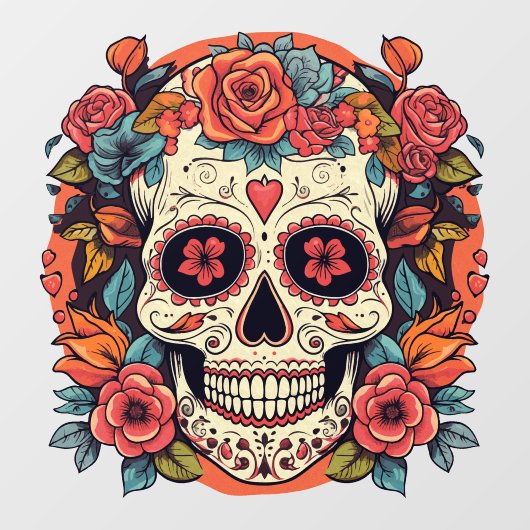 Dag van de Dode Mexicaanse Suikerschedel Raamsticker (Vel)