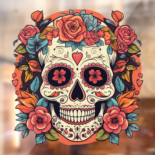 Dag van de Dode Mexicaanse Suikerschedel Raamsticker (Vel 2)