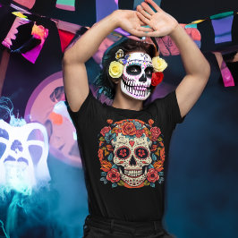 Dag van de Dode Mexicaanse Suikerschedel T-shirt