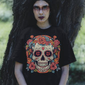 Dag van de Dode Mexicaanse Suikerschedel T-shirt