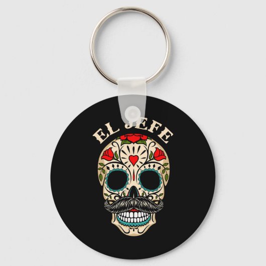 Dag van de dode Mexico El Jefe Boss Sugar Skull Ha Sleutelhanger (Voorkant)