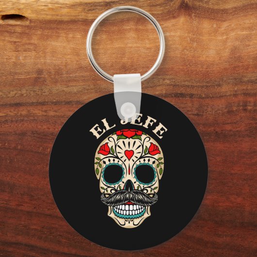 Dag van de dode Mexico El Jefe Boss Sugar Skull Ha Sleutelhanger (Voorkant)