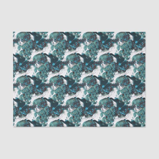 Dag van de Dode Mooie Sugar Skull Meisje Tissuepapier (Voorkant)