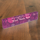 Dag van de dode mozaïekkunst roze en Paars Naambordje (Zijkant)
