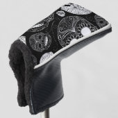 Dag van de dode mozaïekkunst zwart-wit golfheadcover (3/4 voorkant)