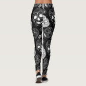 Dag van de dode mozaïekkunst zwart-wit leggings (Achterkant)