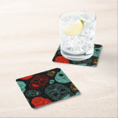 Dag van de Dode Mozaïsche Kunst Rood & Blauw Kartonnen Onderzetters (Insitu)