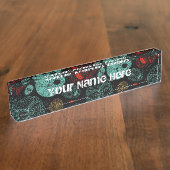 Dag van de Dode Mozaïsche Kunst Rood & Blauw Naambordje (Zijkant)