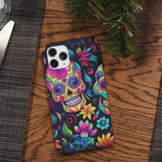 Dag van de Dode Neon Sugar Skulls Case-Mate iPhone Case