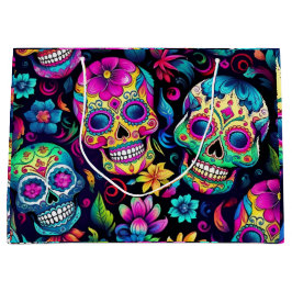 Dag van de Dode Neon Sugar Skulls Groot Cadeauzakje