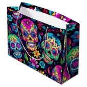 Dag van de Dode Neon Sugar Skulls Groot Cadeauzakje (Achterkant Gekanteld)
