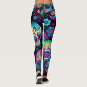 Dag van de Dode Neon Sugar Skulls Leggings (Achterkant)