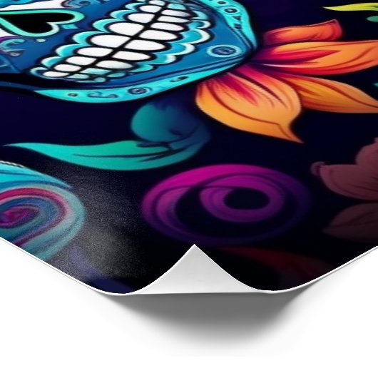 Dag van de Dode Neon Sugar Skulls Perfect Poster (Hoek)