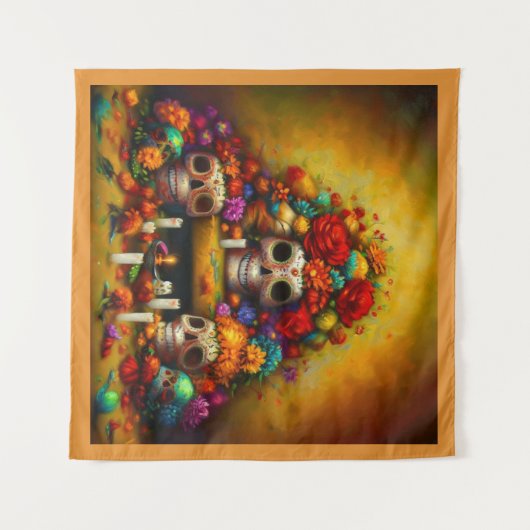 Dag van de Dode Offrendas 1 Wandkleed (Voorkant (horizontaal))