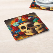 Dag van de Dode Offrendas 2 Kartonnen Onderzetters (Schuin)