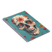 Dag van de Dode ontwerp met schedel en bloemen Notitieboek (Rechterzijde)