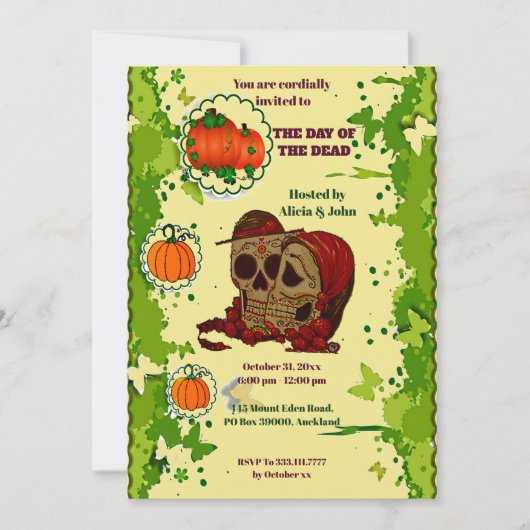 Dag van de Dode Paren Halloween Spooky Party Kaart (Voorkant)