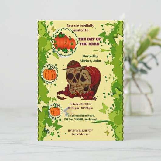 Dag van de Dode Paren Halloween Spooky Party Kaart (Staand voorkant)